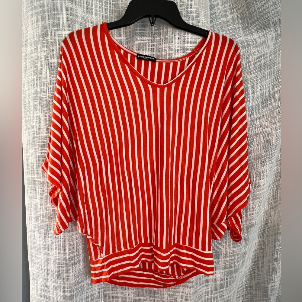Orange/White Blouse